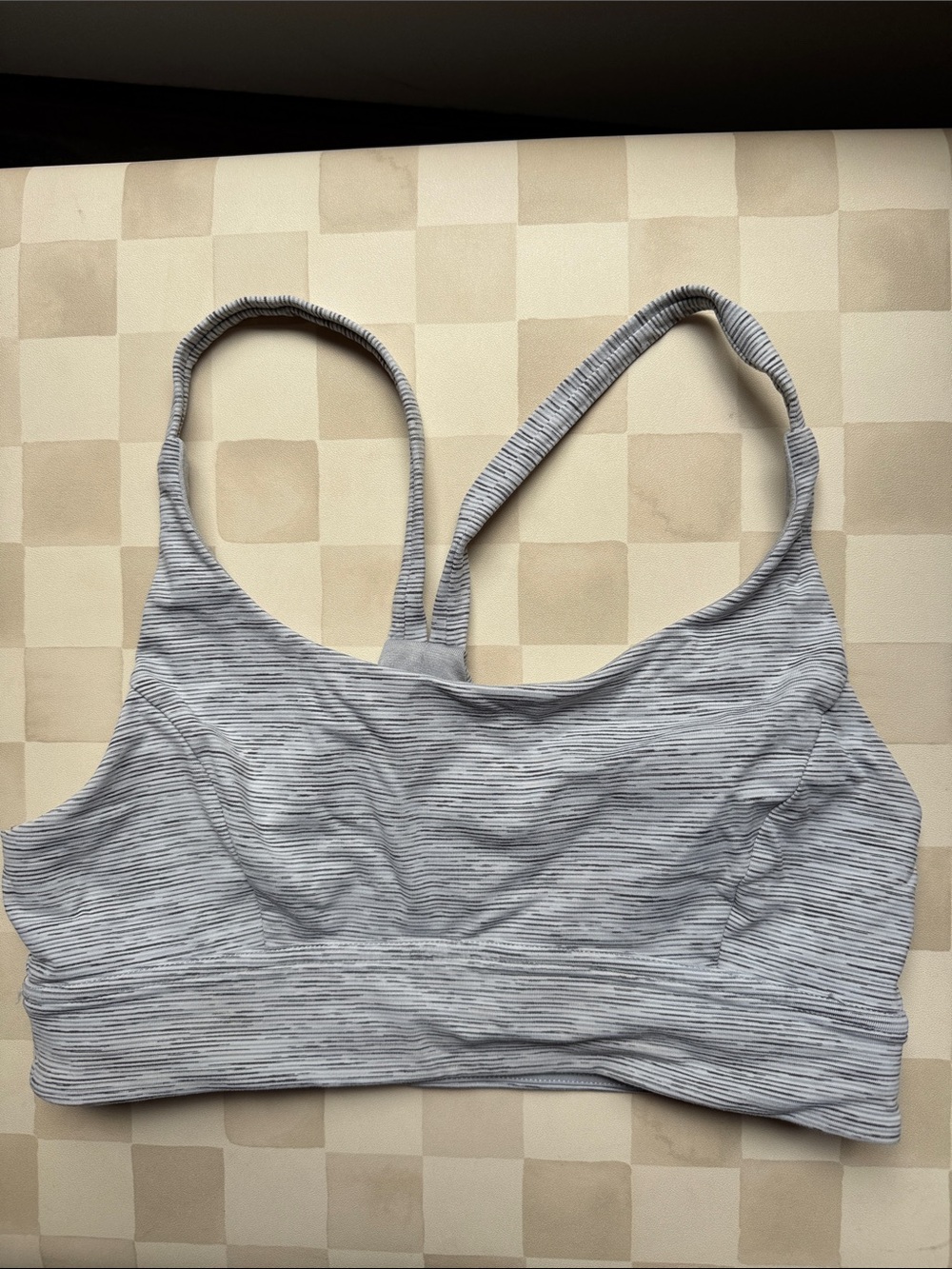 lululemon athletica Light Gray Striped Sports Bra
